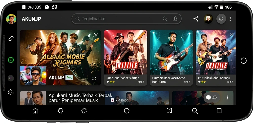 Screenshot gameplay AKUNJP yang menampilkan antarmuka musik yang menarik.