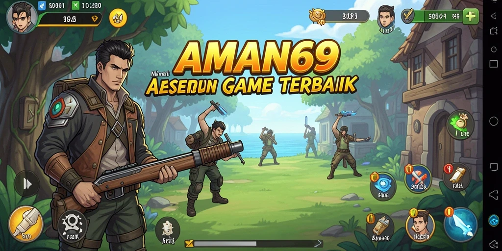 Screenshot permainan AMAN69 dengan tampilan gameplay Idle yang menarik.