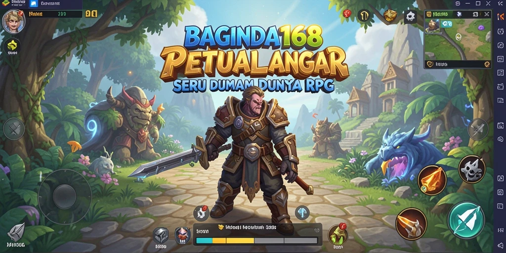 Screenshot menampilkan karakter petualang dalam pertempuran RPG.