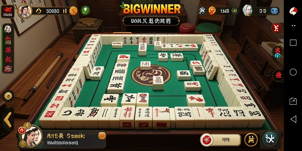 Tampilan gameplay menarik dari BIGWINNER saat bermain Mahjong.