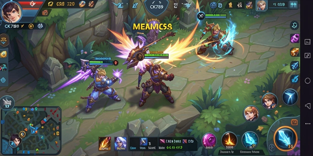 Screenshot utama CK789 menampilkan aksi pertempuran epik di dalam arena MOBA.