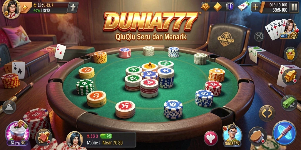 Tampilan gameplay QiuQiu yang seru dan kompetitif di DUNIA777.