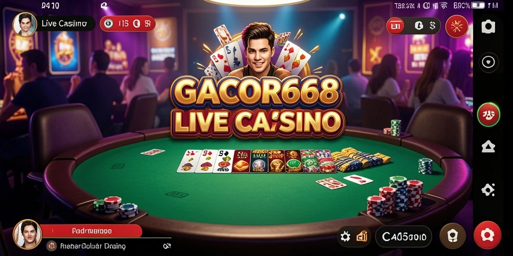 Screenshot GACOR668 menampilkan dealer profesional dalam permainan Live Casino.
