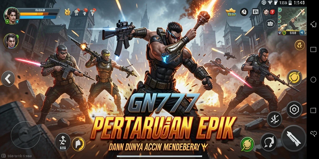 Screenshot gameplay GN777 menunjukkan pertarungan menegangkan yang penuh aksi.