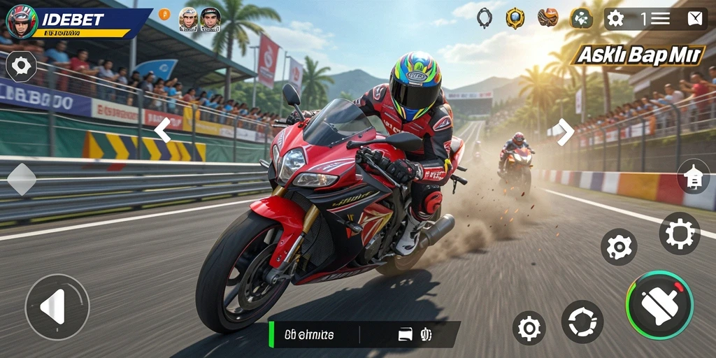 Tampilan gameplay balap motor dengan grafik yang menakjubkan.