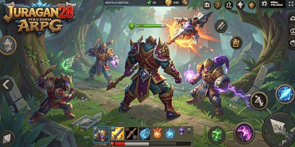 Tangkapan layar dari gameplay JURAGAN28 yang penuh aksi ARPG.