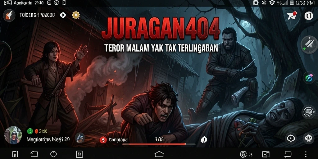 Screenshot gameplay JURAGAN404 dengan suasana Horror yang mencekam.