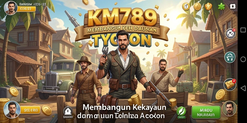 Gameplay Tycoon KM789 yang menggambarkan manajemen bisnis yang menarik.