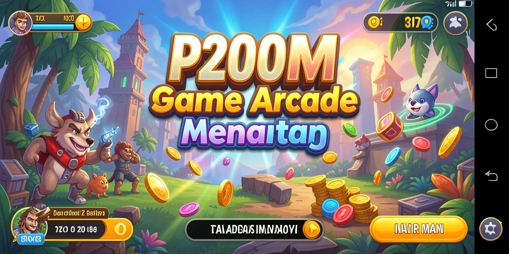 Screenshot P200M menunjukkan gameplay Arcade yang menegangkan.