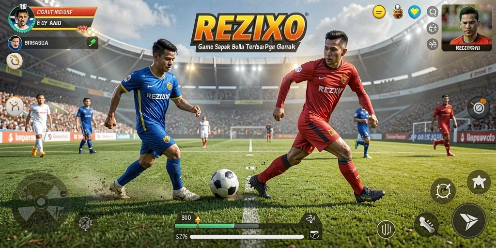 Tampilan gameplay REZIXO dengan aksi menegangkan di lapangan.