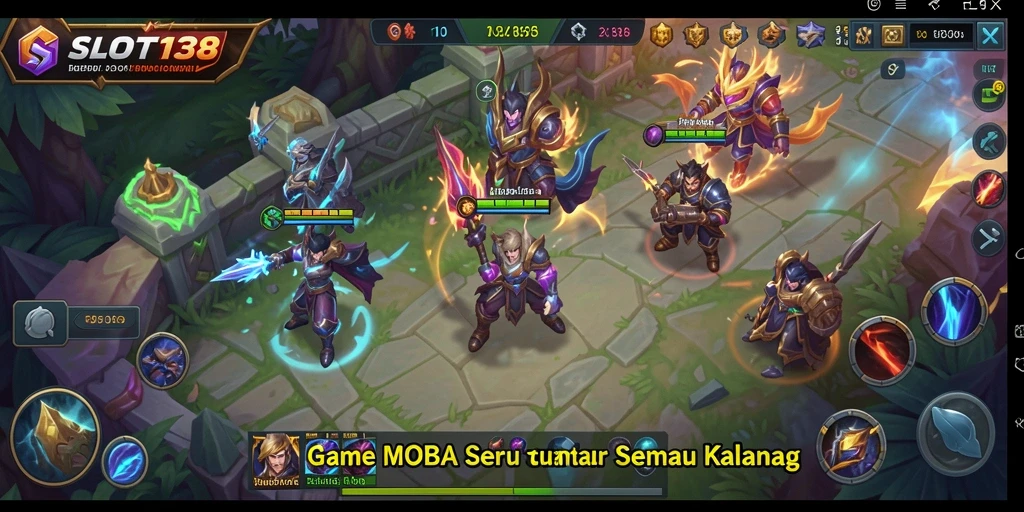Tangkapan layar yang menunjukkan aksi seru dalam game MOBA SLOT138.