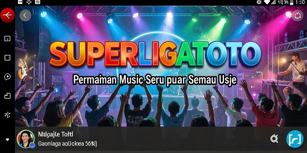 Tampilan gameplay SUPERLIGATOTO yang mengasyikkan dengan lagu-lagu populer.