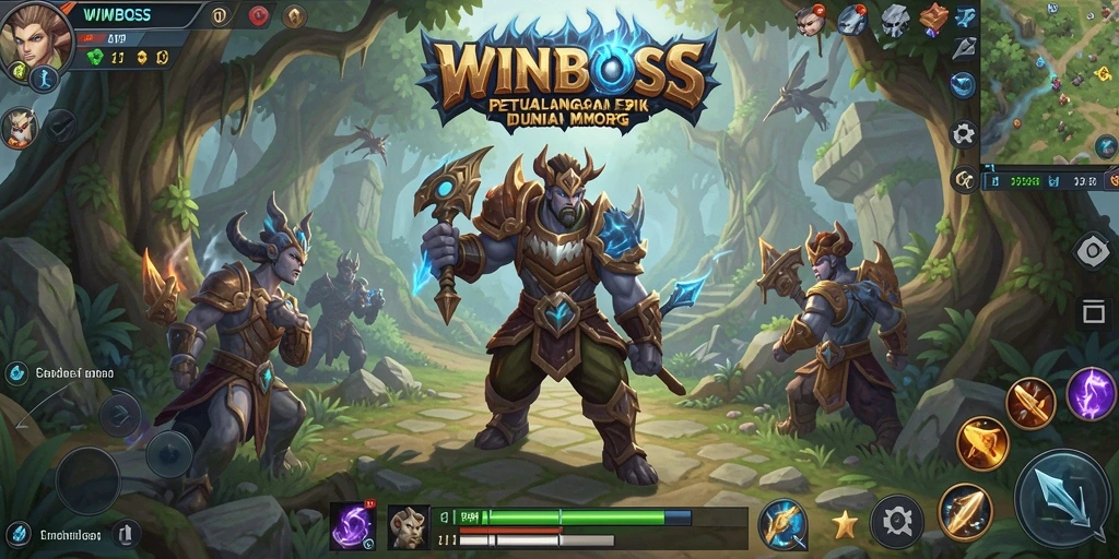 Tangkapan layar gameplay WINBOSS yang menampilkan petualangan seru di dunia MMORPG.